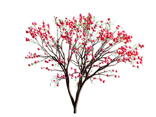 Obraz na płótnie Canvas A love tree 3D illustration of love and valentine day isolated on white background. Clipping path.