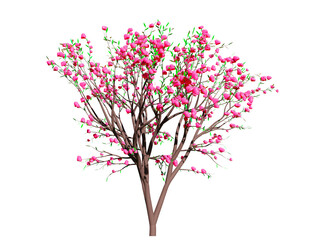 Obraz na płótnie Canvas A love tree 3D illustration of love and valentine day isolated on white background. Clipping path.
