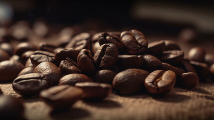 coffee beans background on table , collection of roasted coffee beans, food and beverage artisanal coffee shop