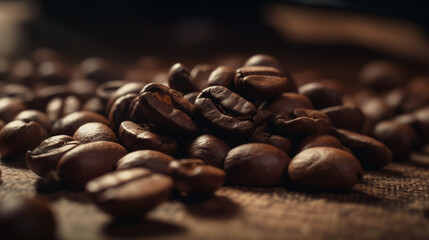 coffee beans background on table , collection of roasted coffee beans, food and beverage artisanal coffee shop
