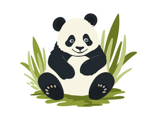 cute cartoon panda, vector illustration