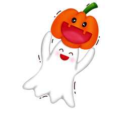 Ghost and pumpkin 