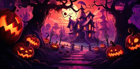 halloween in a countryside halloween background