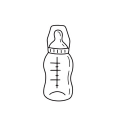 Baby milk bottle icon in doodle style vector.