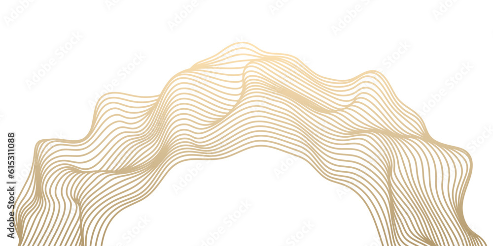 Poster Vector abstract line art wavy flowing dynamic curve gold gradient isolated on transparent background in concept luxury, wave