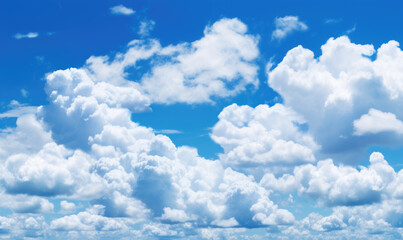 Naklejka na ściany i meble Sky background. Clouds on blue sky. For banner, postcard, book illustration.