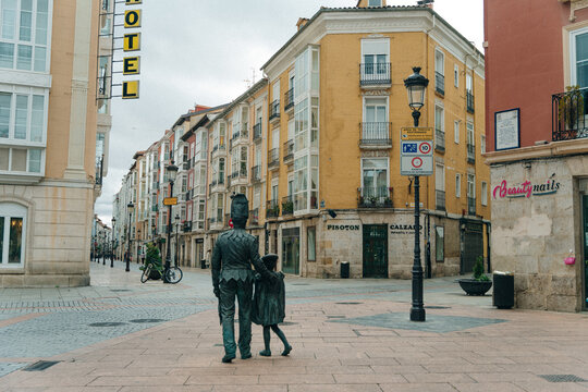 Burgos, Spain - sep, 2021 Traditional street in Burgos downtown.