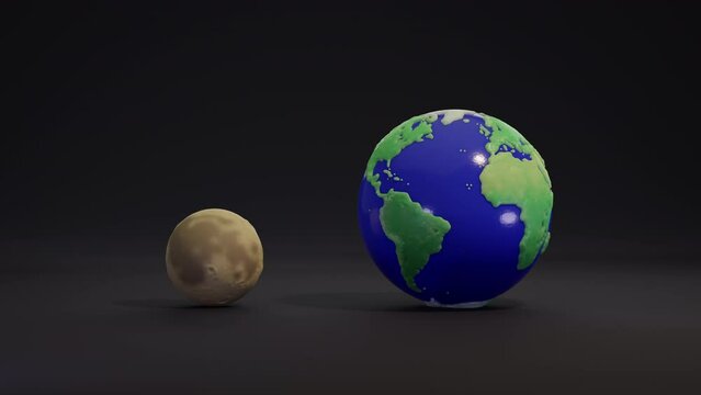 転がる地球と月