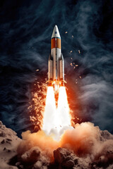 Illustration of a rocket taking off
