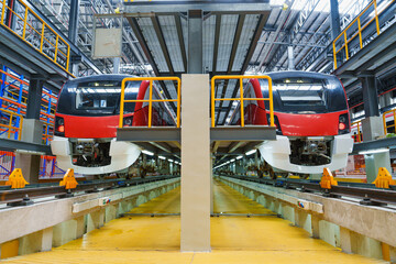 Maintenance plant of Sky Train. Red Line train Bang Sue Grand Station in Bangkok, Thailand.