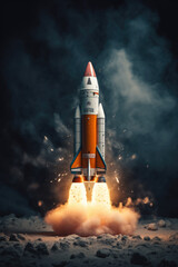 Illustration of a rocket taking off