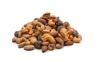  A group of almonds, pistachios, walnuts, macadamia, cashews.