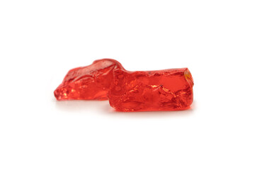 Sweet fruit jelly dessert isolated on a white background.