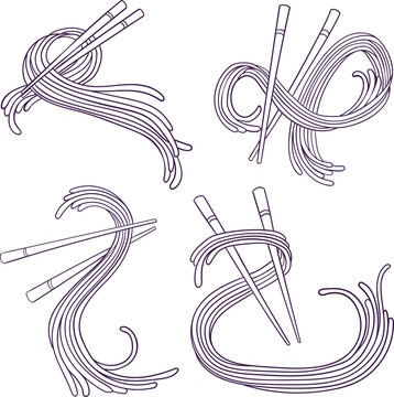 hand drawn line art doodle ramen noodle