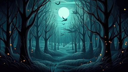 A whimsical dark forest
