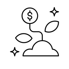 Investment business and finance icon with black outline style. symbol, growing, accounting, businessman, saving, progress, corporate. Vector Illustration
