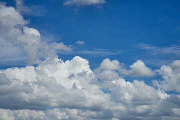 The white fluffy cloud and blue sky