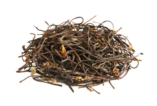 pile of korean dry bracken or fernbrake Gosari isolated on white background. Korean herb dry bracken or fernbrake. Korean food dried bracken or fernbrake isolated