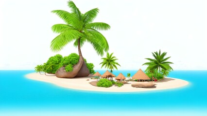 Obraz premium tropical island with palm trees and sea generated with Ai
