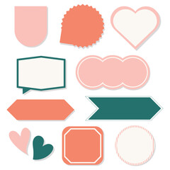 Collection of flat colorful paper stickers Bubble text blocks, bubble, badge Graphic elements.