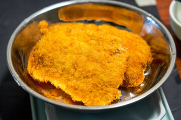 A crispy and tempting deep-fried chicken chop