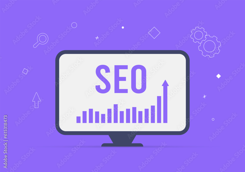 Poster supercharge website visibility with seo - search engine optimization concept. unlock digital marketi