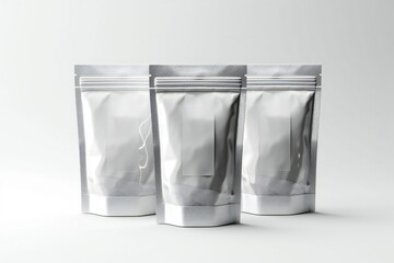 White ziplock doypack mockup on white background Generative AI