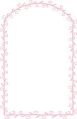 Segmental Arch pink pastel spiral Leaf rectangular frame architectural window door laurel flower frame floral leaf leaves borders natural botanical branches decoration wedding anniversary celebration 