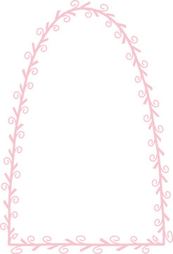 Parabolic Arch pink pastel spiral Leaf rectangular frame architectural window door laurel flower frame floral leaf leaves borders natural botanical branches decoration wedding anniversary celebration 