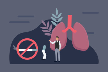 The risk of heart disease. No smoking 2d vector illustration concept for banner, website, illustration, landing page, flyer, etc.