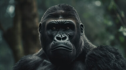 Fototapeta na wymiar Portrait gorilla in the forest 