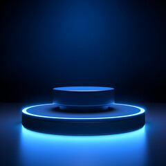 a single blue podium stage 