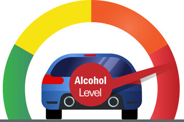 Don't drink and drive. Speedy car with alcohol level at high risk may caused car accident and injury death. 