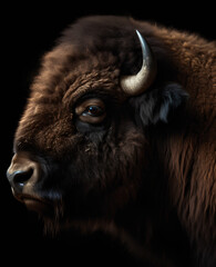 Bison profile portrait - Generative AI