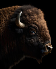 Bison profile portrait - Generative AI