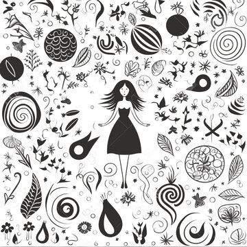 A seamless pattern with the image of a mother pregnancy time and the words love with symbol