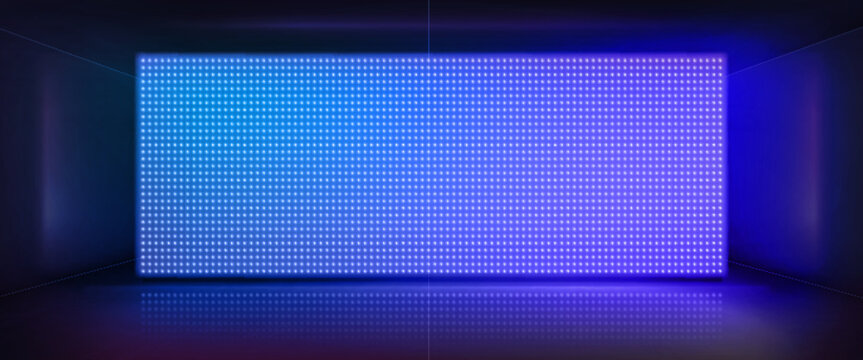 Led Light Screen Concert Or Show Background. Board Wall Stage With Monitor Glow Tv Pixel Texture Pattern. Digital Television Technology Lcd Projection Studio For Cinema Or Disco Club Performance.