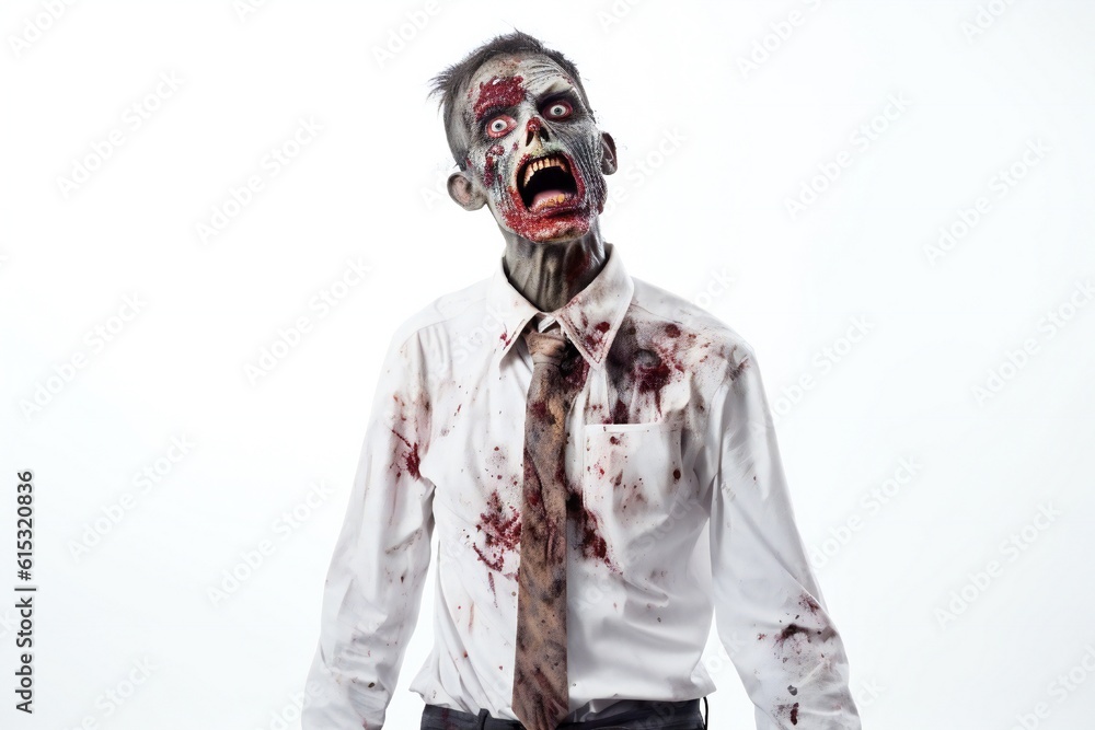 Aufkleber funny zombie on white background generative ai