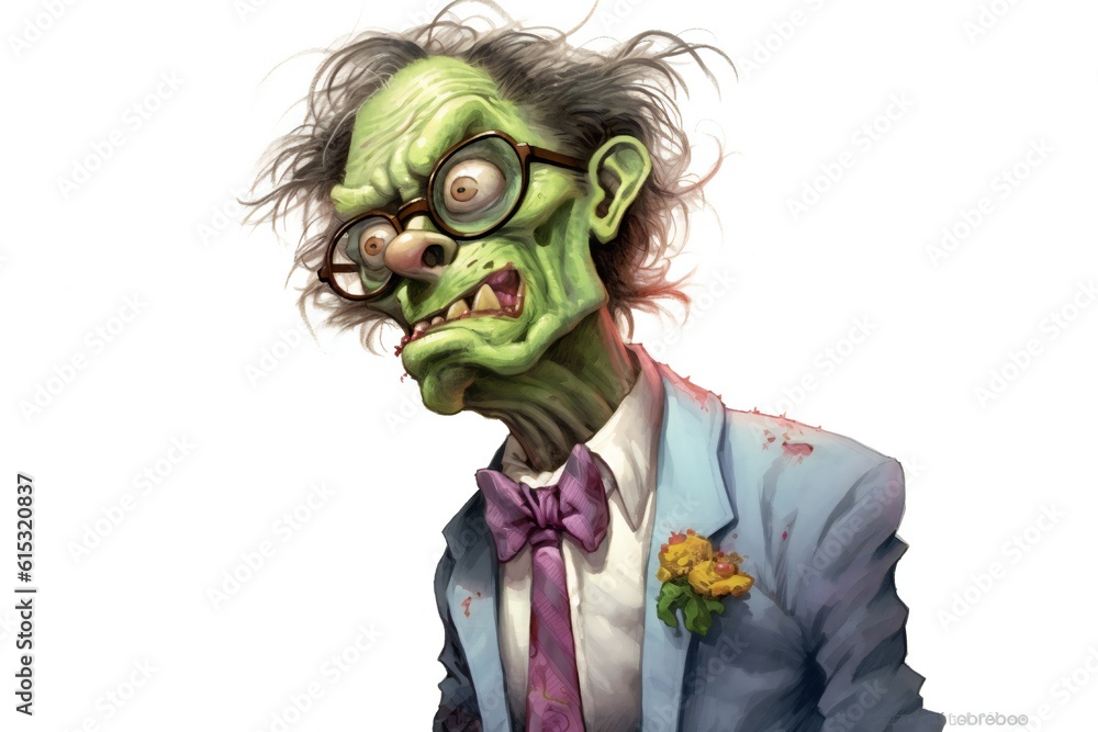 Aufkleber Funny zombie on white background Generative AI 