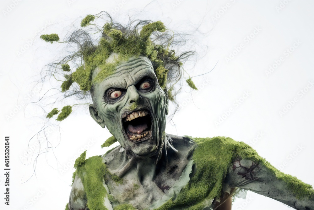 Aufkleber funny zombie on white background generative ai