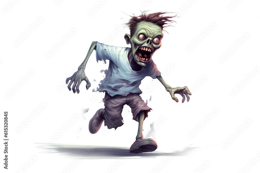 Aufkleber Funny zombie on white background Generative AI 