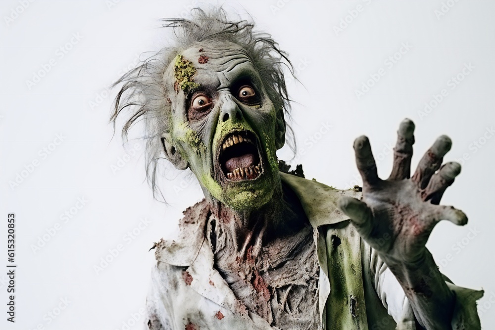 Aufkleber Funny zombie on white background Generative AI 