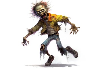 Fototapeta premium Funny zombie on white background Generative AI 