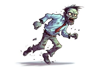 Fototapeta na wymiar Funny zombie on white background Generative AI 