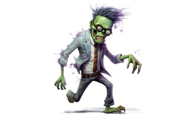 Funny zombie on white background Generative AI 