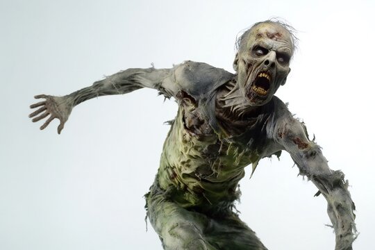 Funny zombie on white background Generative AI 