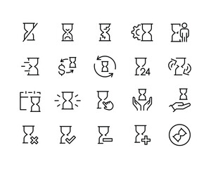 Sands of time, hourglass icon set Old sand clock icons. hourglass, timer sand, countdown sandglass