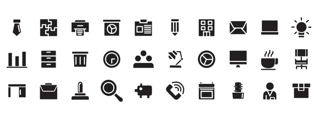 Business, office, work, computer, home, set of 30 office icon pack, solid icon