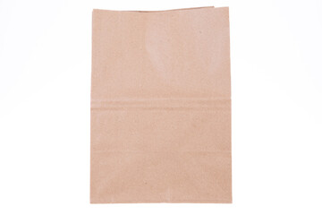 Brown craft paper bag for food packaging template isolated on white background in mockup collection