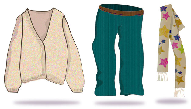 sweatshirt and jean and scarf illustration transparent